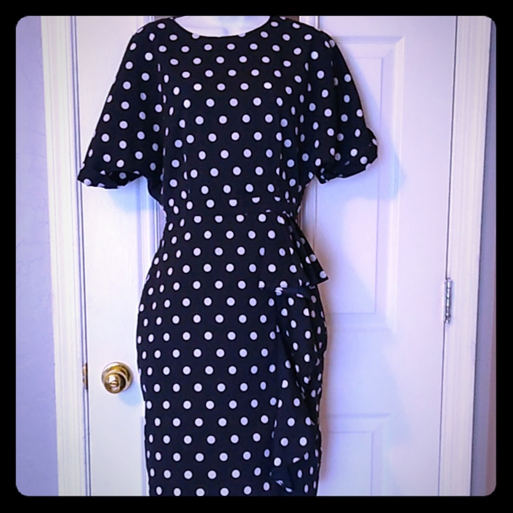 Asos Navy Blue and Polka Dot Dress